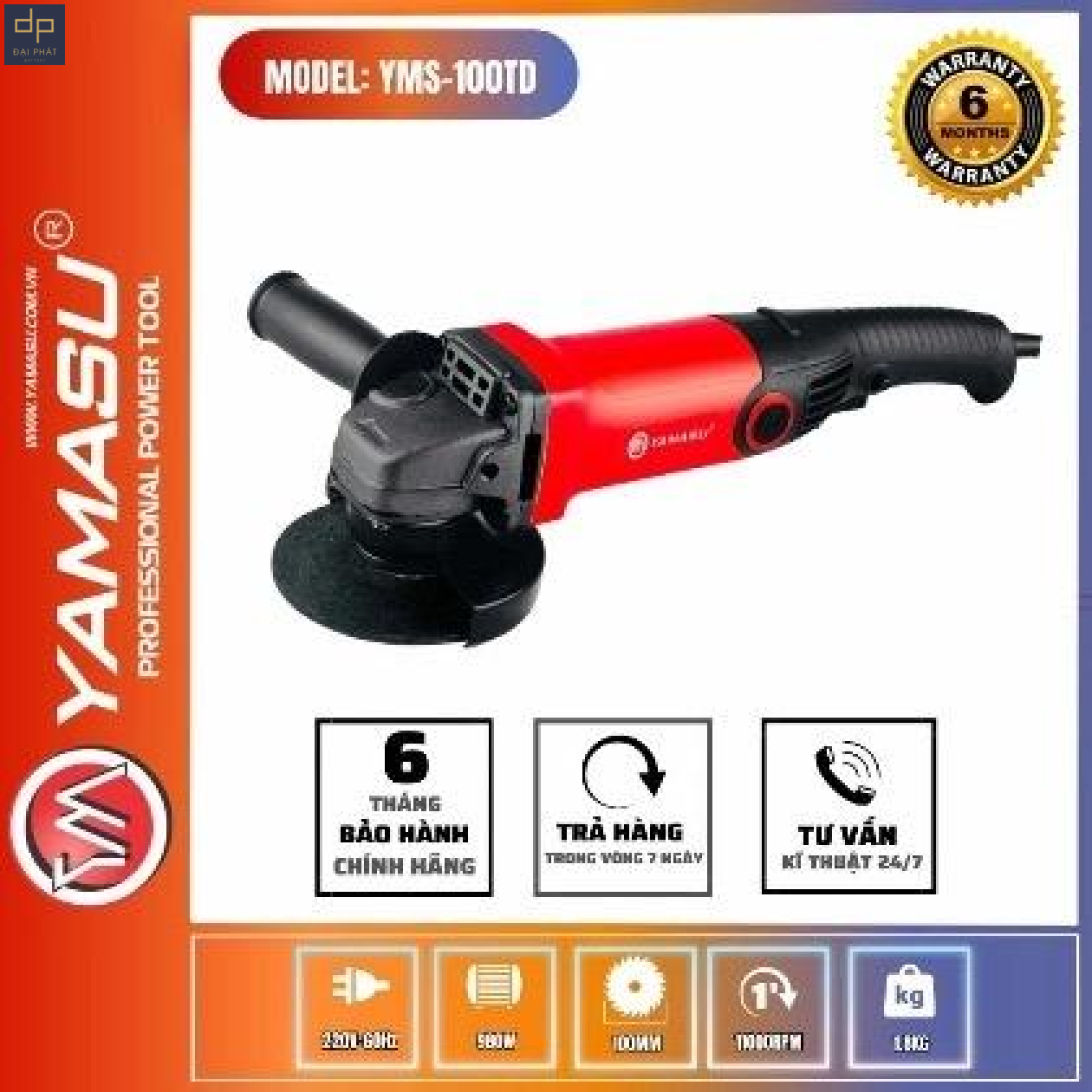 MÁY MÀI GÓC YAMASU YMS-100TD TAY DÀI CÔNG TẮC BÓP