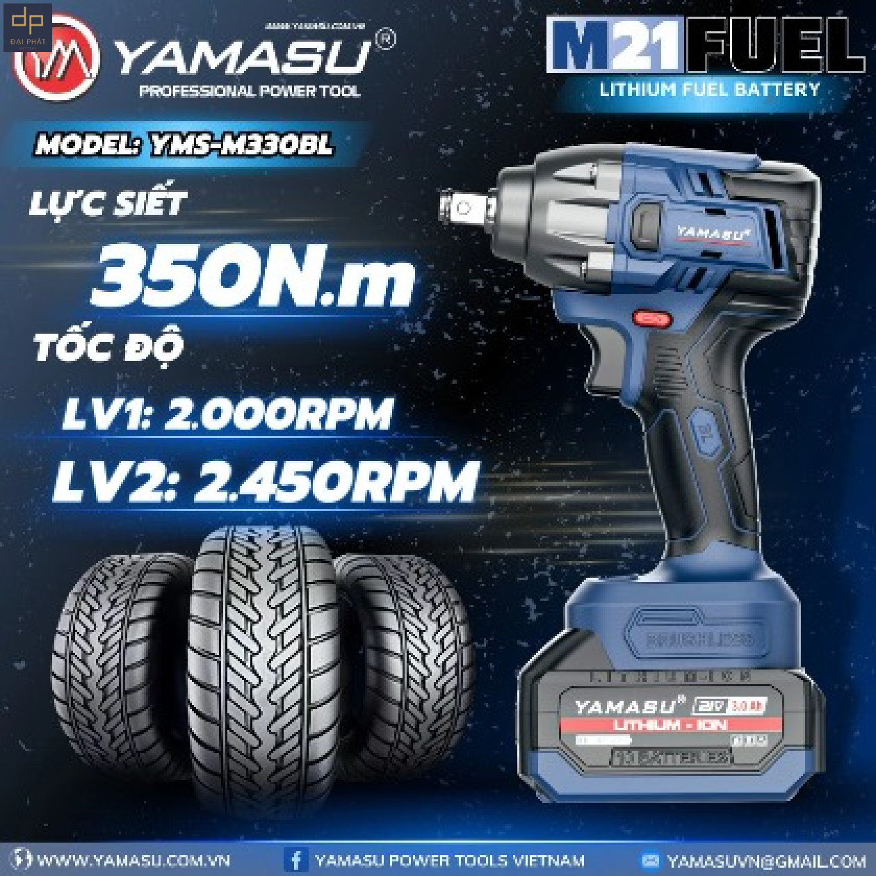 MÁY SIẾT BU-LONG YAMASU YMS-M330BL ĐỘNG LỰC PIN 21V